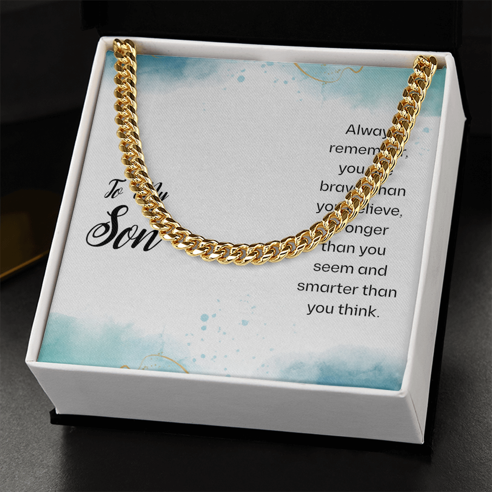 To My Son Cuban Link Chain Necklace, Message Card Gift For Son, Mother Son Gifts, Religious Gifts For Son, Son 21st Birthday, Inspirational Message From Father by Best Gifts 305