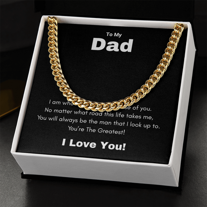 Cuban Link Chain Necklace To My Greatest Dad, I Love You Dad, Fathers Day Gift From Daughter, Dad Birthday Gift, Gift For Dad From Son, by Best Gifts 305