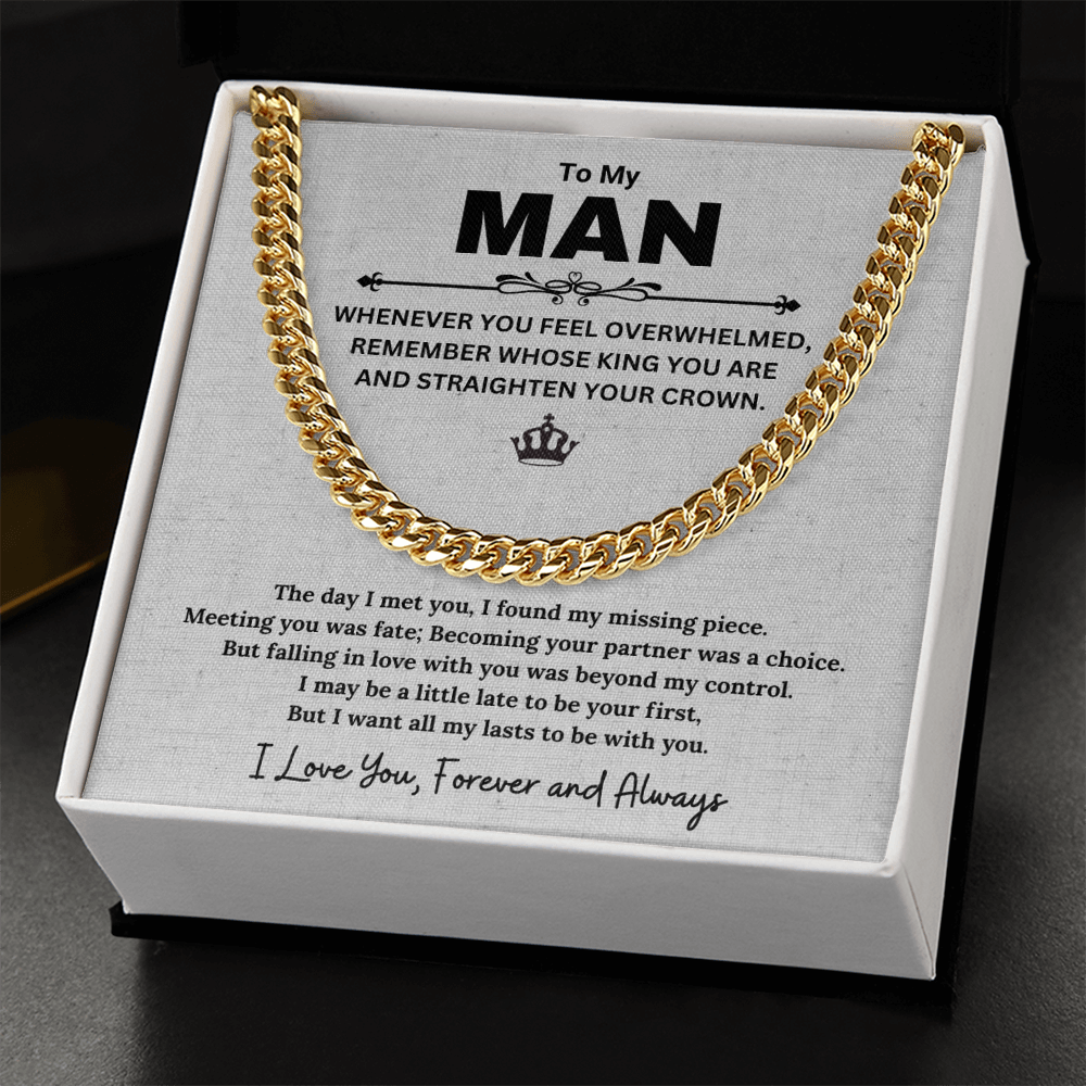 To My Man, Gifts For Husband, Gifts For Boyfriend, Husband Gifts, I Love You Forever And Always - Cuban Link Chain Necklace With Message Card by Best Gifts 305