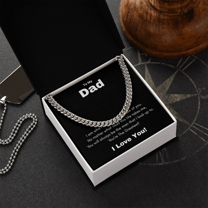Cuban Link Chain Necklace To My Greatest Dad, I Love You Dad, Fathers Day Gift From Daughter, Dad Birthday Gift, Gift For Dad From Son, by Best Gifts 305
