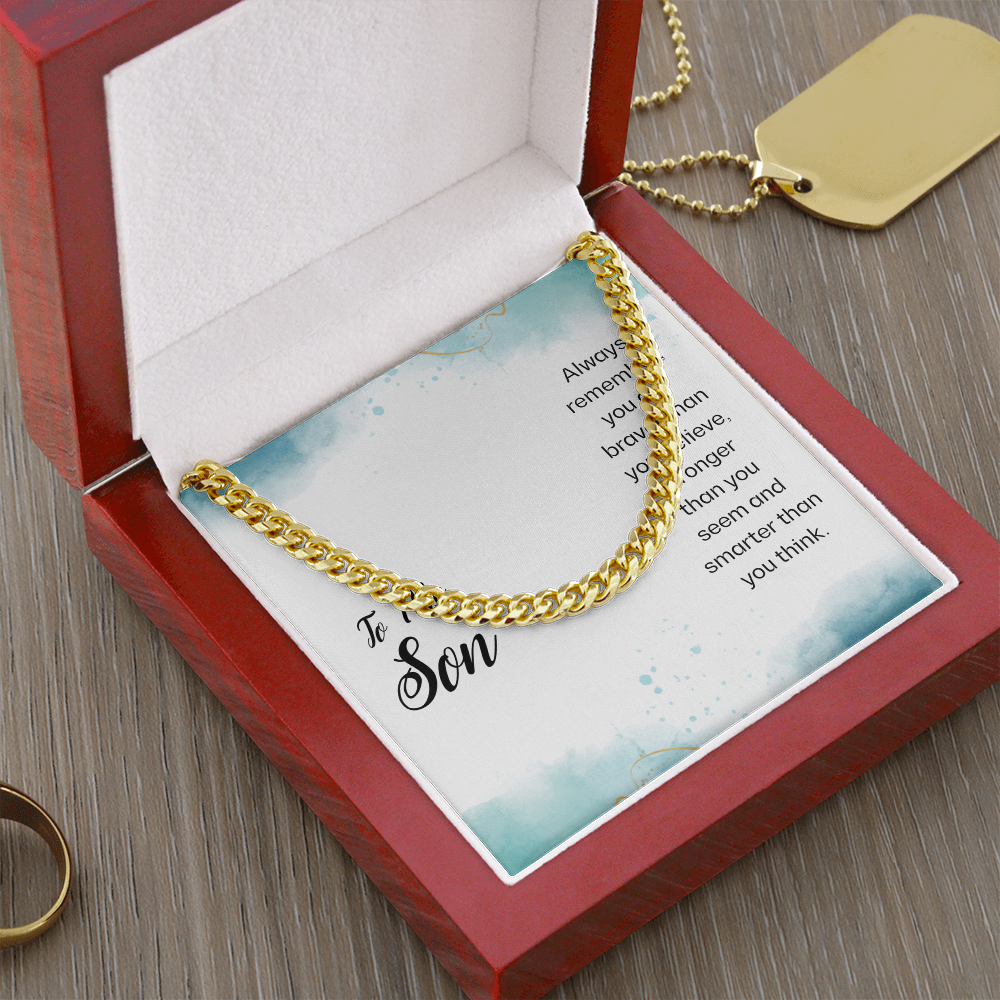 To My Son Cuban Link Chain Necklace, Message Card Gift For Son, Mother Son Gifts, Religious Gifts For Son, Son 21st Birthday, Inspirational Message From Father by Best Gifts 305