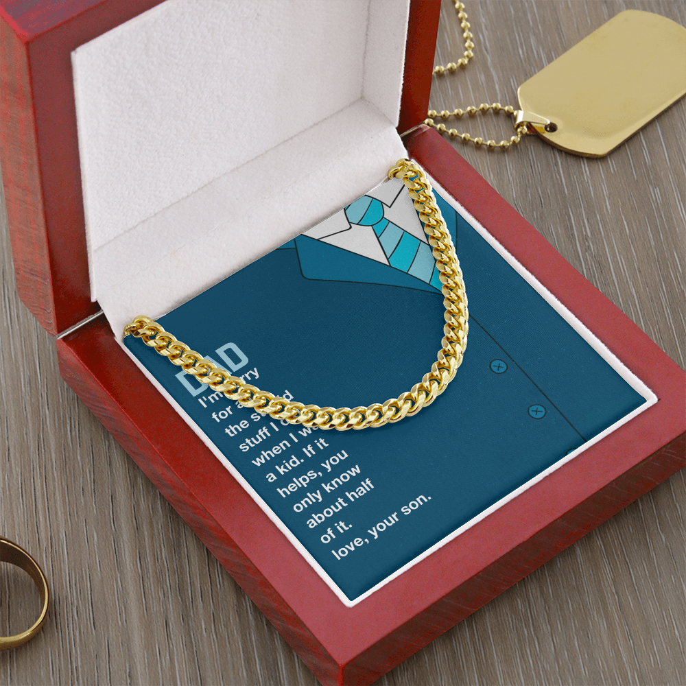 I'm Sorry Cuban Link Chain Necklace For Dad, Gift Dad I'm Sorry From Son, Love Gift I'm Sorry Dad, Dad Sorry Message From Son by Best Gifts 305