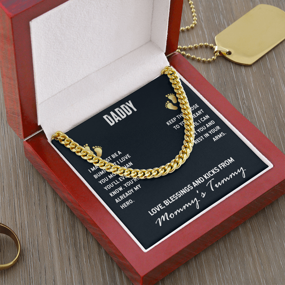 To My Daddy From Mommy's Tummy, Cuban Link Chain Necklace For Daddy, Father's Day Gift for New Daddy, First Time Daddy To Be by Best Gifts 305