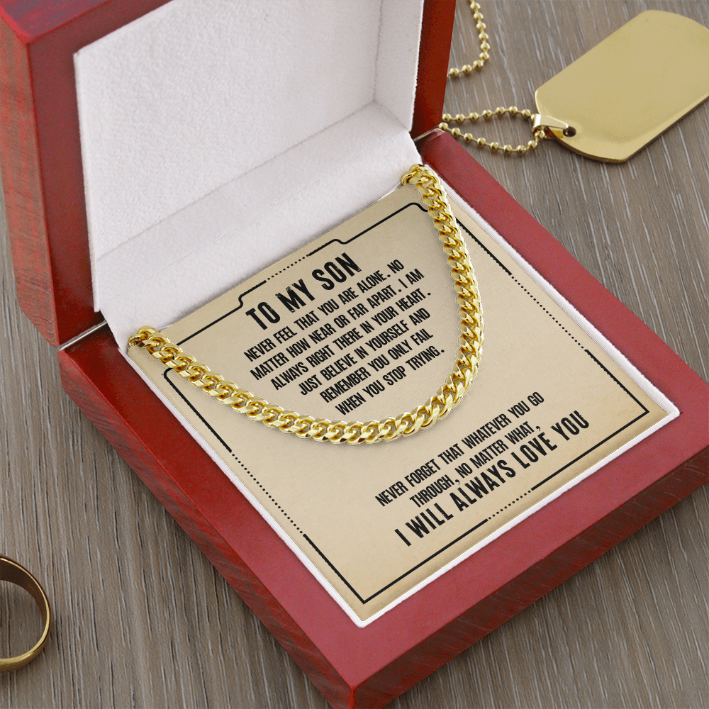 To My Son, Cuban Link Chain Necklace Gift For Son, Believe In Yourself Son, I Love You Son, 18th Birthday Gift Son, Mom To Son Gift Ideas, Father Son Message Card Gift by Best Gifts 305