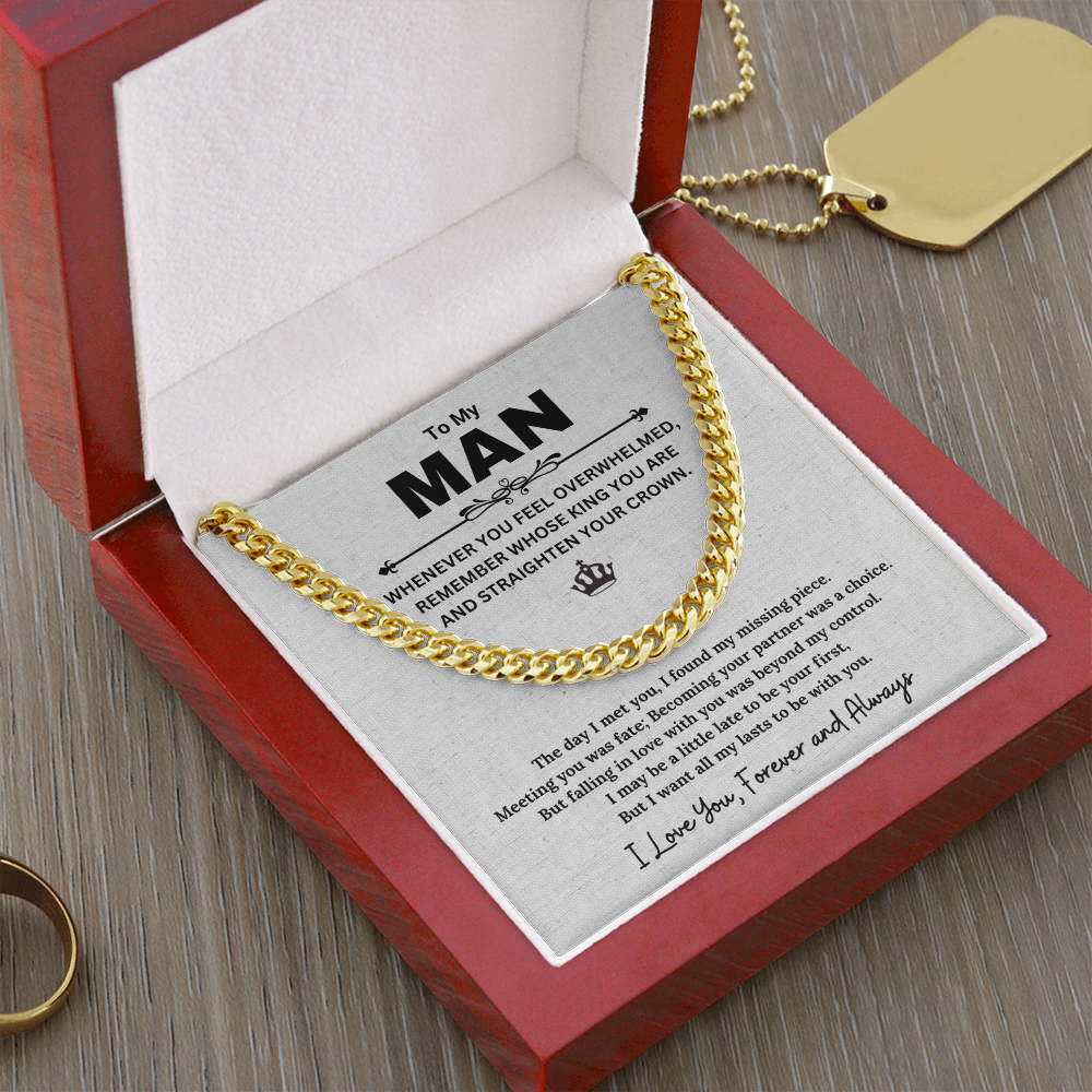 To My Man, Gifts For Husband, Gifts For Boyfriend, Husband Gifts, I Love You Forever And Always - Cuban Link Chain Necklace With Message Card by Best Gifts 305