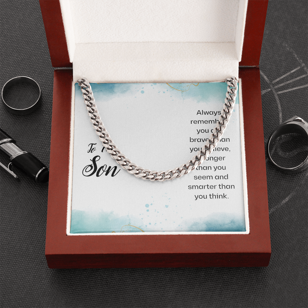 To My Son Cuban Link Chain Necklace, Message Card Gift For Son, Mother Son Gifts, Religious Gifts For Son, Son 21st Birthday, Inspirational Message From Father by Best Gifts 305