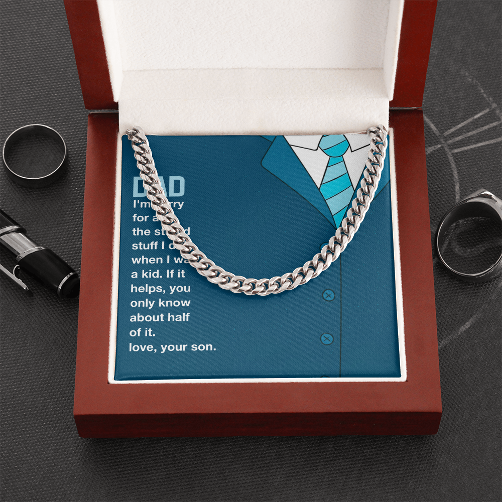 I'm Sorry Cuban Link Chain Necklace For Dad, Gift Dad I'm Sorry From Son, Love Gift I'm Sorry Dad, Dad Sorry Message From Son by Best Gifts 305