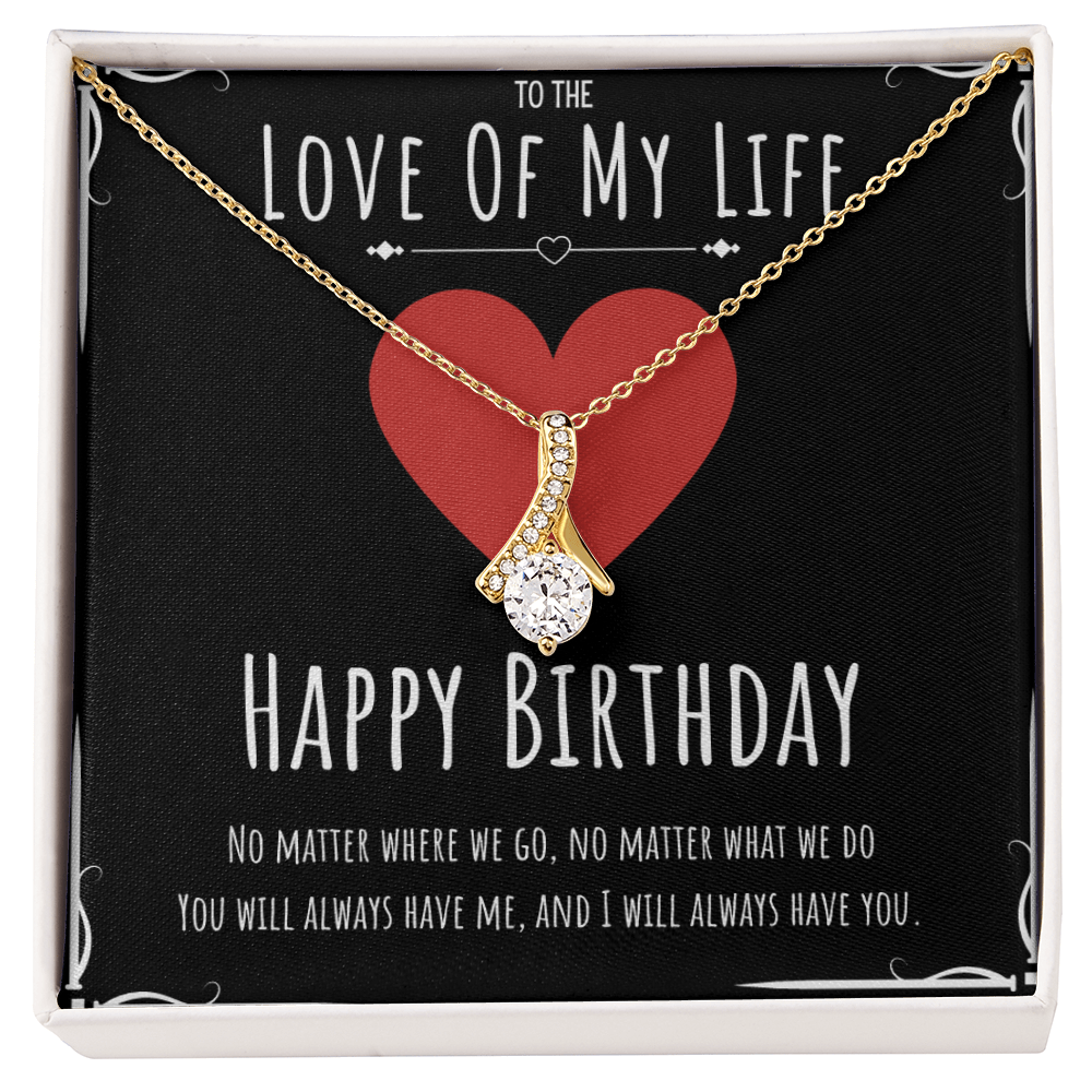 Happy Birthday Alluring Beauty Necklace Jewelry Message Card For The Love Of My Life, Cute Heart Romantic Necklace Bday Present From Husband, Heartfelt Appreciation Birthday Necklace Gift For Her by Best Gifts 305