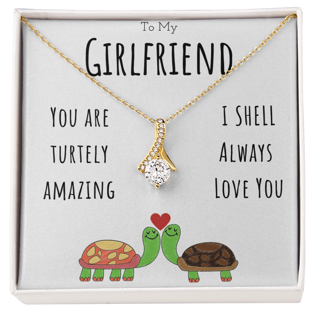 To My Girlfriend Funny Turtle Message Card Jewelry Alluring Beauty Necklace Gift From Boyfriend, Cute Turtle Animal Pun Birthday Gift For Girlfriend, Anniversary Present For Her by Best Gifts 305