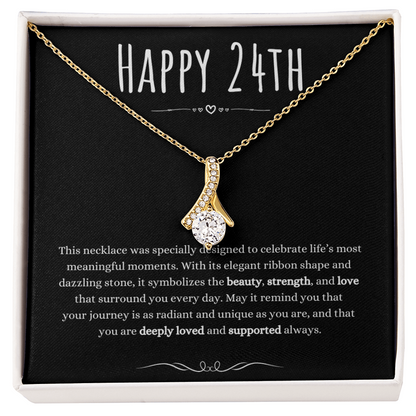 24th Birthday Gift Alluring Beauty Necklace For Woman Turning 24 Meaningful Jewelry Message Card Present by Best Gifts 305
