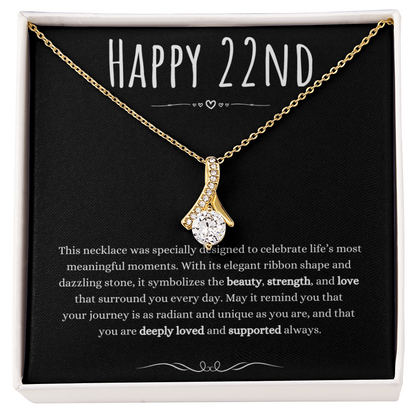 22nd Birthday Gift Alluring Beauty Necklace For Woman Turning 22 Meaningful Jewelry Message Card Present by Best Gifts 305