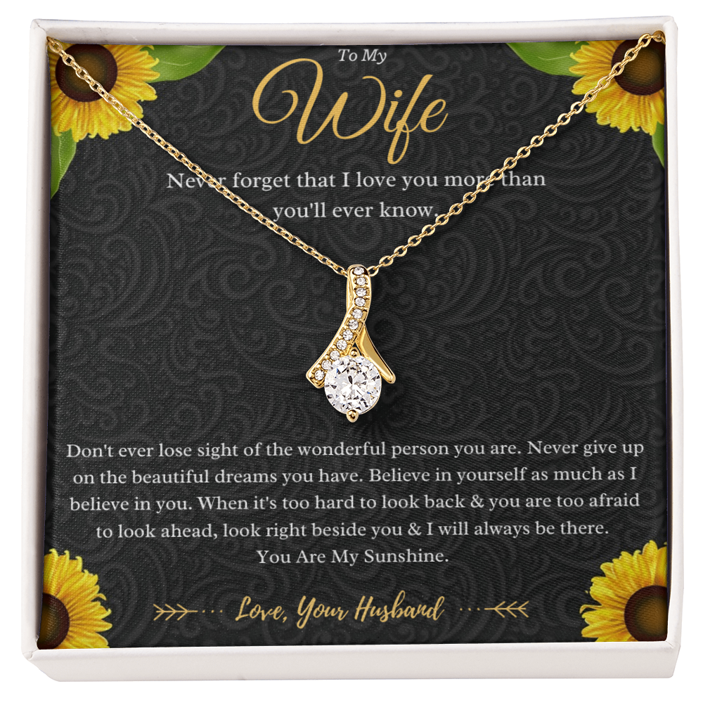 To My Wife Alluring Beauty Necklace Gift From Husband, Wife Anniversary Present, Wife Valentines Day Message Card Jewelry Gift For Birthday by Best Gifts 305