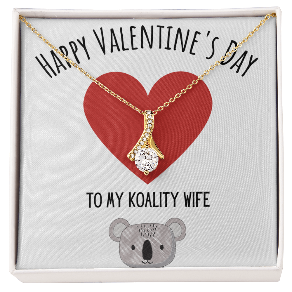 Funny Koala Valentines Day Alluring Beauty Necklace Jewelry Gift For Wife, Funny Wife V-Day Present From Husband, Cute Valentine's Day Message Card Jewelery by Best Gifts 305