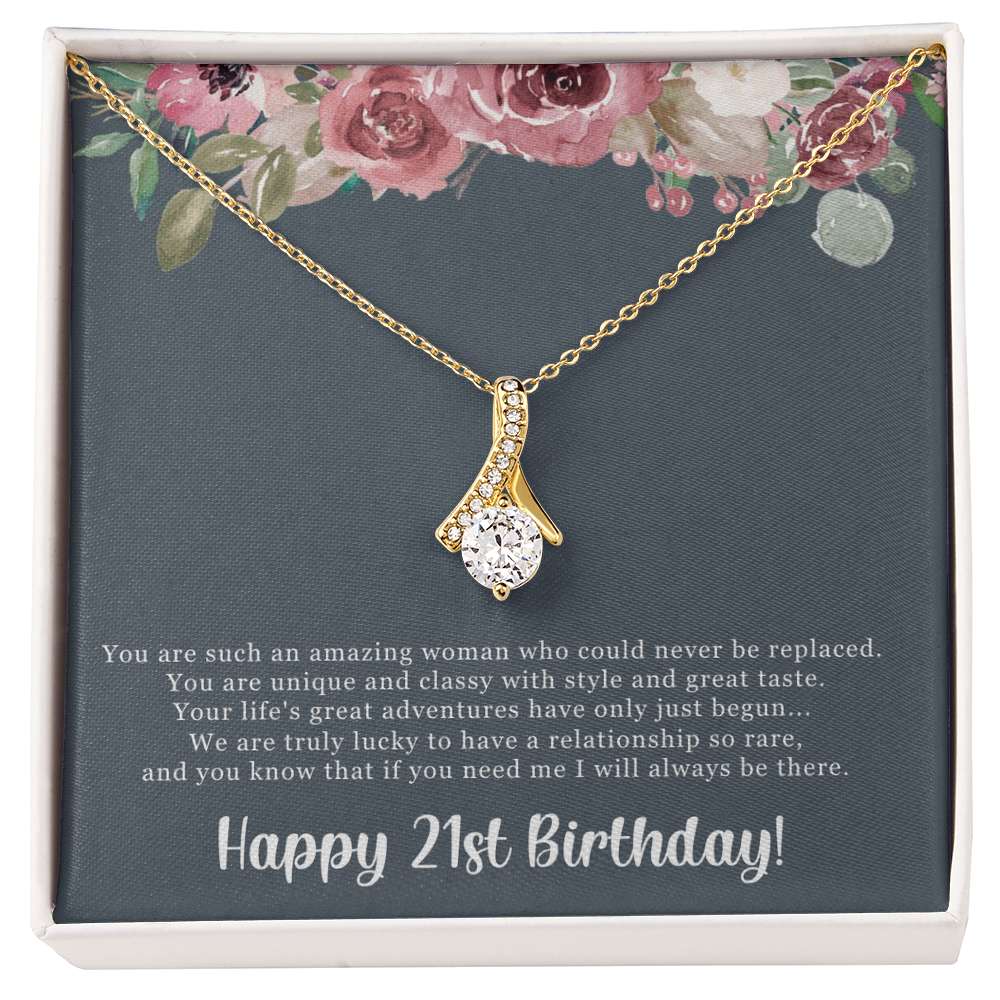 Birthday Gift For Her, Happy 21st Birthday, 21st Birthday, You Are Such An Amazing Woman - Alluring Beauty Necklace With Sweet Greeting Card by Best Gifts 305