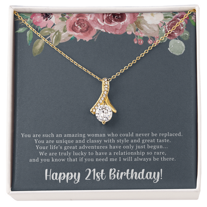 Birthday Gift For Her, Happy 21st Birthday, 21st Birthday, You Are Such An Amazing Woman - Alluring Beauty Necklace With Sweet Greeting Card by Best Gifts 305