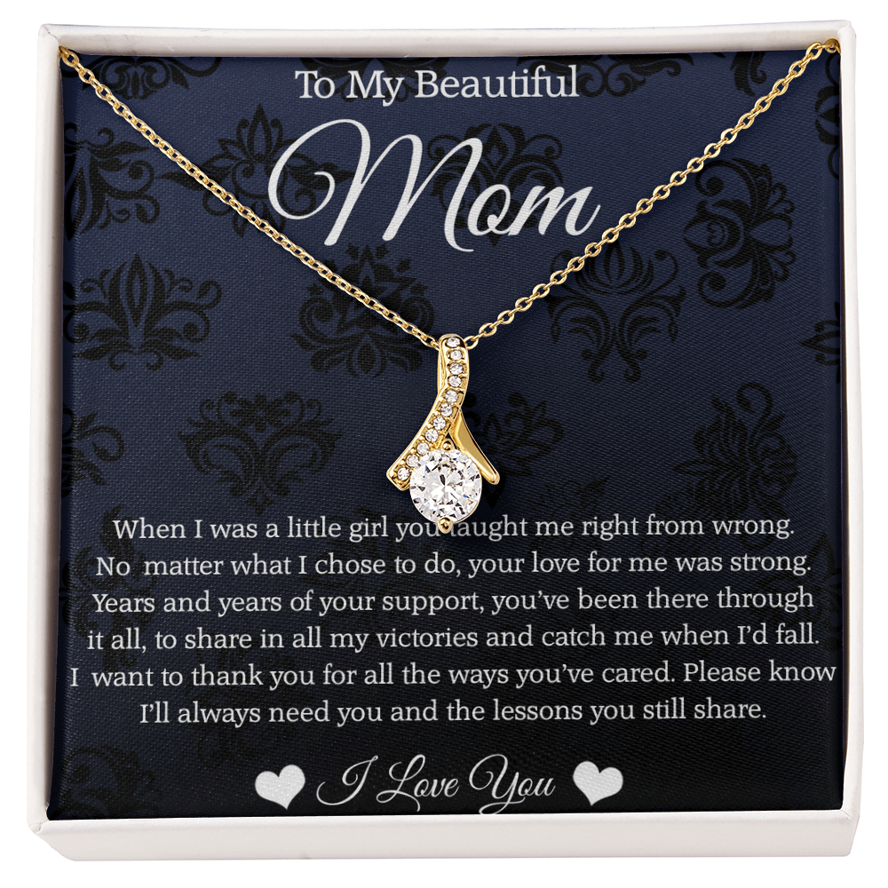 To My Beautiful Mom, Alluring Beauty Necklace For Mom, Thank You Gifts From Daughter To Mom, Mom Jewelry, Mother's Day Gift To Mom