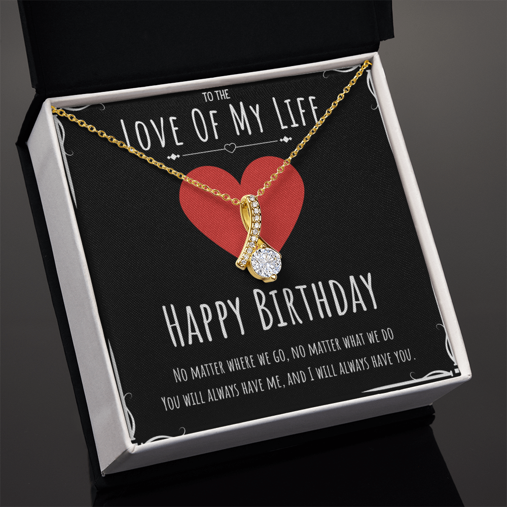 Happy Birthday Alluring Beauty Necklace Jewelry Message Card For The Love Of My Life, Cute Heart Romantic Necklace Bday Present From Husband, Heartfelt Appreciation Birthday Necklace Gift For Her by Best Gifts 305