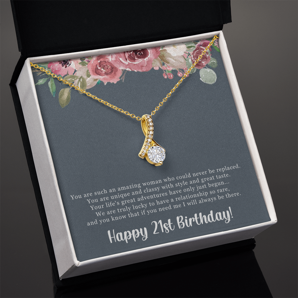Birthday Gift For Her, Happy 21st Birthday, 21st Birthday, You Are Such An Amazing Woman - Alluring Beauty Necklace With Sweet Greeting Card by Best Gifts 305