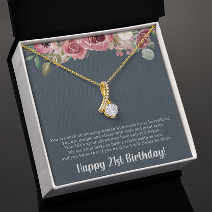 Birthday Gift For Her, Happy 21st Birthday, 21st Birthday, You Are Such An Amazing Woman - Alluring Beauty Necklace With Sweet Greeting Card by Best Gifts 305