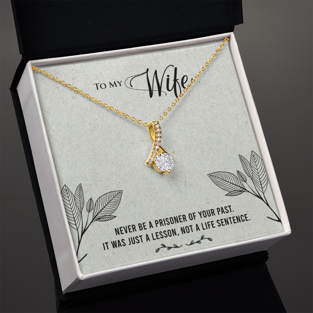 Husband to Wife Gift, Alluring Beauty Necklace To My Wife, Wedding Anniversary Gift For Wife, Message Card Jewelry For Wife