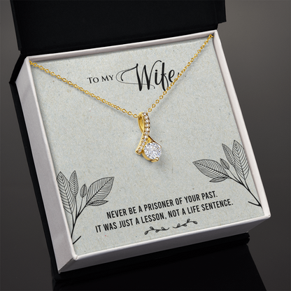 Husband to Wife Gift, Alluring Beauty Necklace To My Wife, Wedding Anniversary Gift For Wife, Message Card Jewelry For Wife
