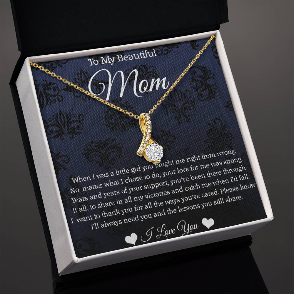 To My Beautiful Mom, Alluring Beauty Necklace For Mom, Thank You Gifts From Daughter To Mom, Mom Jewelry, Mother's Day Gift To Mom