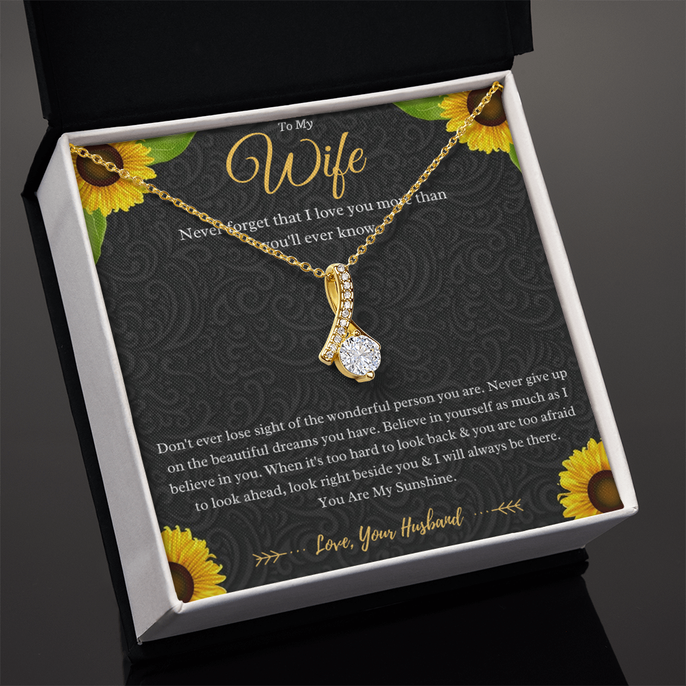 To My Wife Alluring Beauty Necklace Gift From Husband, Wife Anniversary Present, Wife Valentines Day Message Card Jewelry Gift For Birthday by Best Gifts 305