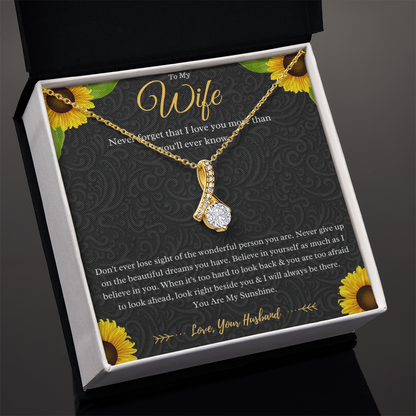 To My Wife Alluring Beauty Necklace Gift From Husband, Wife Anniversary Present, Wife Valentines Day Message Card Jewelry Gift For Birthday by Best Gifts 305