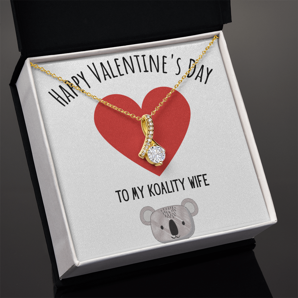 Funny Koala Valentines Day Alluring Beauty Necklace Jewelry Gift For Wife, Funny Wife V-Day Present From Husband, Cute Valentine's Day Message Card Jewelery by Best Gifts 305