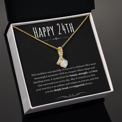 24th Birthday Gift Alluring Beauty Necklace For Woman Turning 24 Meaningful Jewelry Message Card Present by Best Gifts 305