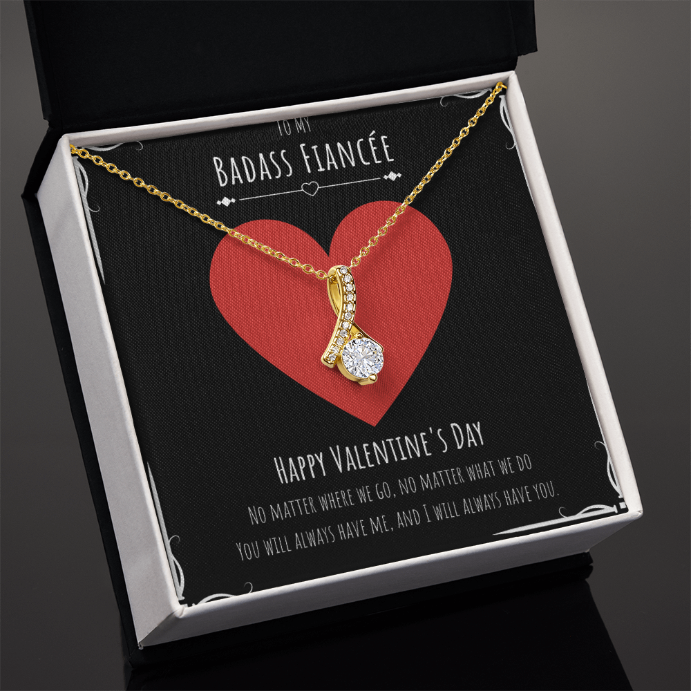 Badass Fiancée Valentines Day Gift Alluring Beauty Necklace Message Card Gift From Fiancé, Fiancée Birthday Anniversary Jewelry Present by Best Gifts 305