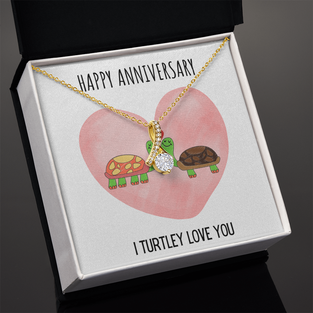 Funny Turtle Anniversary Alluring Beauty Necklace Jewelry Gift For Her, Funny Turtle Anniversary Present From Him, Turtley Love You Cute Anniversary Message Card Jewelry, Turtle Puns by Best Gifts 305