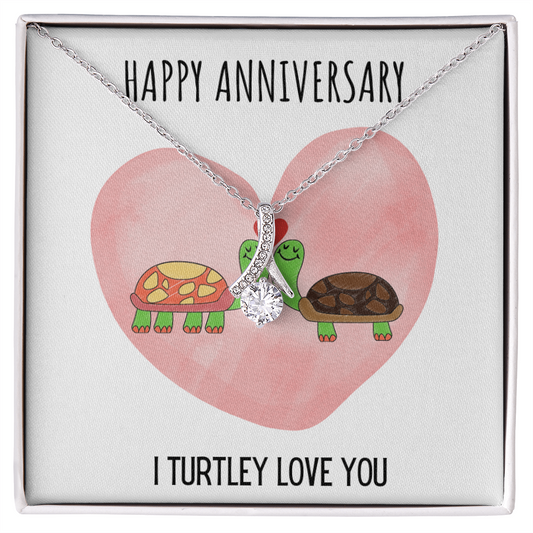 Funny Turtle Anniversary Alluring Beauty Necklace Jewelry Gift For Her, Funny Turtle Anniversary Present From Him, Turtley Love You Cute Anniversary Message Card Jewelry, Turtle Puns by Best Gifts 305