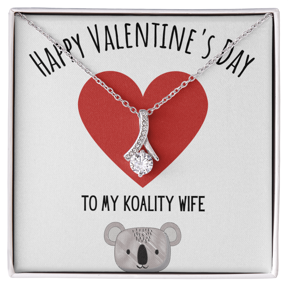 Funny Koala Valentines Day Alluring Beauty Necklace Jewelry Gift For Wife, Funny Wife V-Day Present From Husband, Cute Valentine's Day Message Card Jewelery by Best Gifts 305