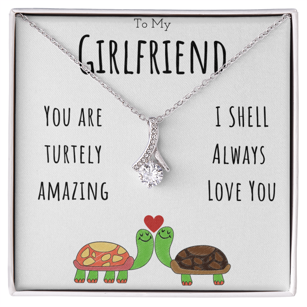 To My Girlfriend Funny Turtle Message Card Jewelry Alluring Beauty Necklace Gift From Boyfriend, Cute Turtle Animal Pun Birthday Gift For Girlfriend, Anniversary Present For Her by Best Gifts 305