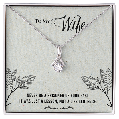 Husband to Wife Gift, Alluring Beauty Necklace To My Wife, Wedding Anniversary Gift For Wife, Message Card Jewelry For Wife