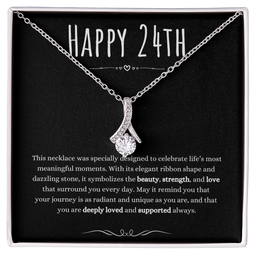 24th Birthday Gift Alluring Beauty Necklace For Woman Turning 24 Meaningful Jewelry Message Card Present by Best Gifts 305