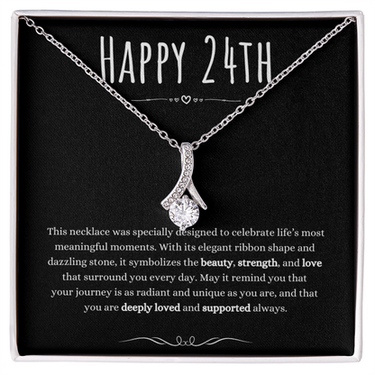 24th Birthday Gift Alluring Beauty Necklace For Woman Turning 24 Meaningful Jewelry Message Card Present by Best Gifts 305