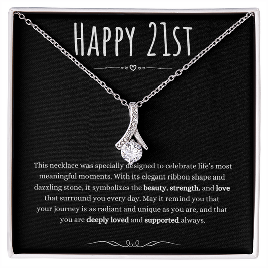 21st Birthday Gift Alluring Beauty Necklace For Woman Turning 21 Meaningful Jewelry Message Card Present by Best Gifts 305