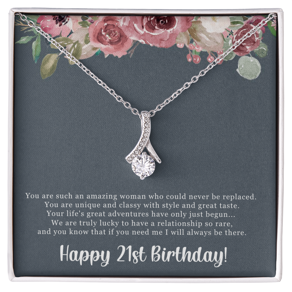 Birthday Gift For Her, Happy 21st Birthday, 21st Birthday, You Are Such An Amazing Woman - Alluring Beauty Necklace With Sweet Greeting Card by Best Gifts 305