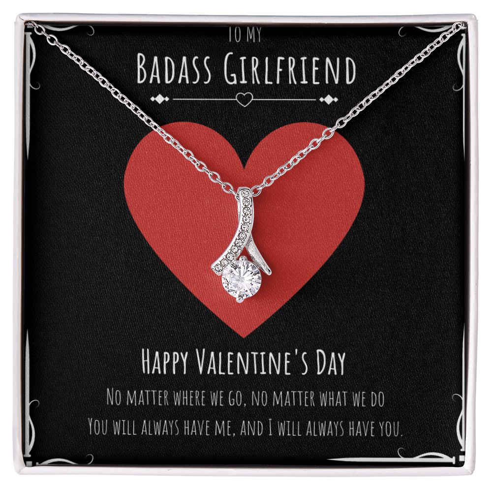 Badass Girlfriend Valentines Day Gift Alluring Beauty Necklace Message Card Gift From Boyfriend, Girlfriend Birthday Anniversary Jewelry Present by Best Gifts 305