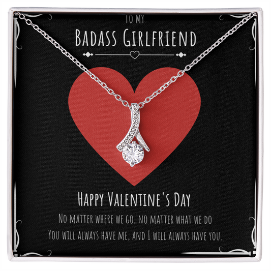 Badass Girlfriend Valentines Day Gift Alluring Beauty Necklace Message Card Gift From Boyfriend, Girlfriend Birthday Anniversary Jewelry Present by Best Gifts 305