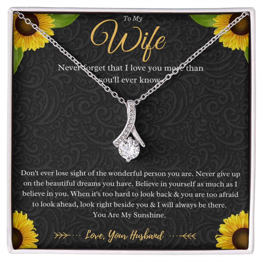To My Wife Alluring Beauty Necklace Gift From Husband, Wife Anniversary Present, Wife Valentines Day Message Card Jewelry Gift For Birthday by Best Gifts 305