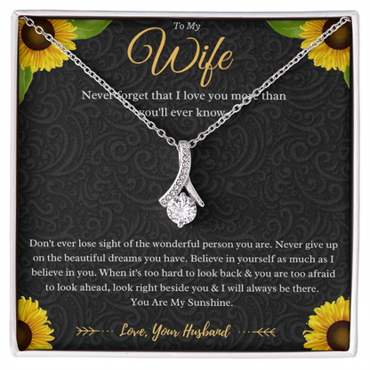 To My Wife Alluring Beauty Necklace Gift From Husband, Wife Anniversary Present, Wife Valentines Day Message Card Jewelry Gift For Birthday by Best Gifts 305