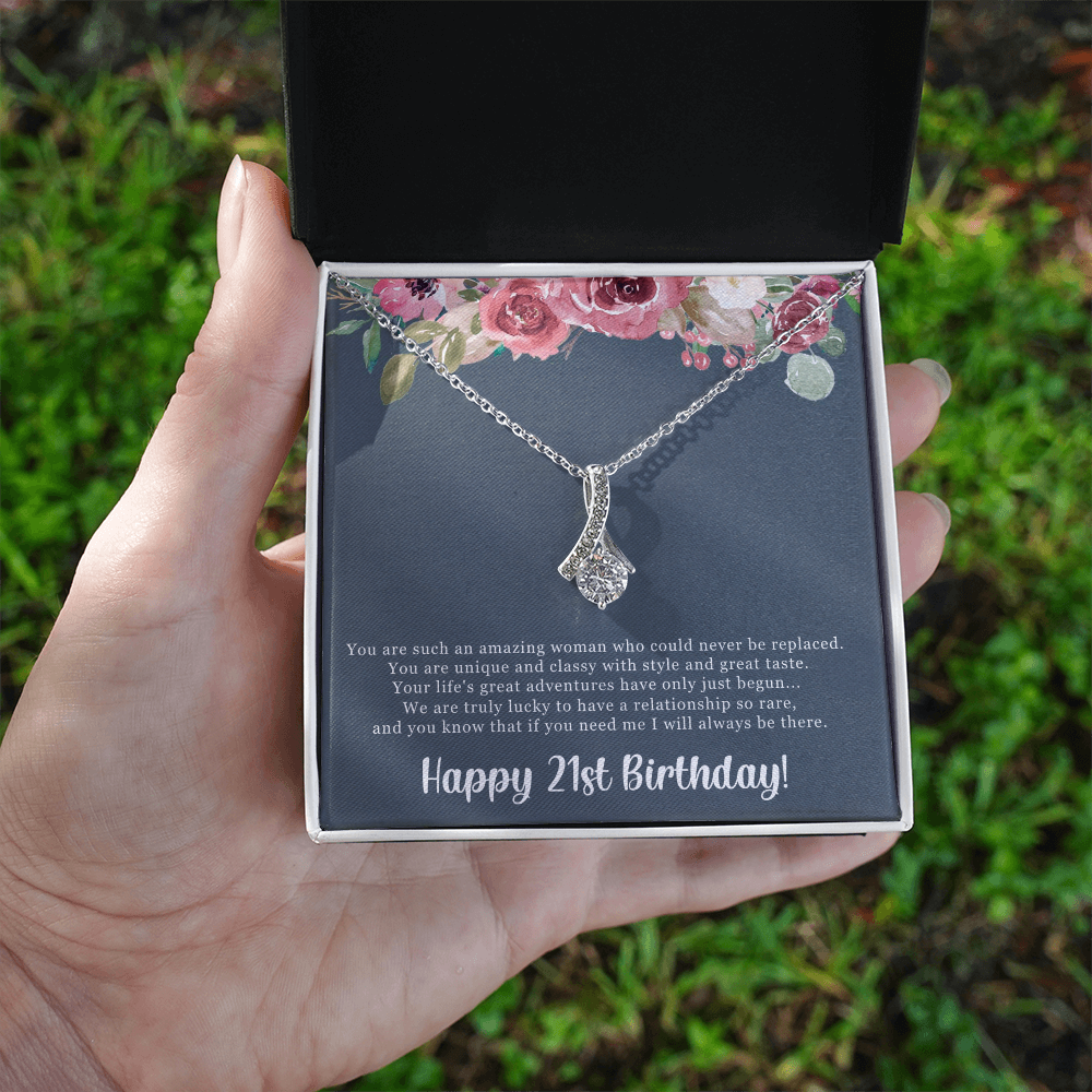 Birthday Gift For Her, Happy 21st Birthday, 21st Birthday, You Are Such An Amazing Woman - Alluring Beauty Necklace With Sweet Greeting Card by Best Gifts 305