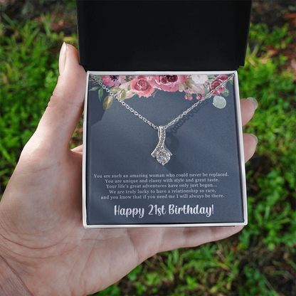 Birthday Gift For Her, Happy 21st Birthday, 21st Birthday, You Are Such An Amazing Woman - Alluring Beauty Necklace With Sweet Greeting Card by Best Gifts 305