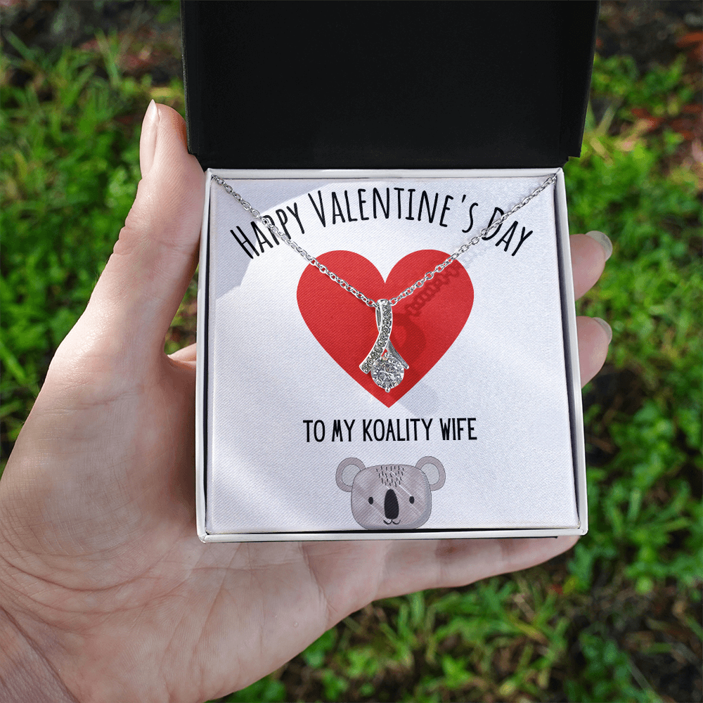 Funny Koala Valentines Day Alluring Beauty Necklace Jewelry Gift For Wife, Funny Wife V-Day Present From Husband, Cute Valentine's Day Message Card Jewelery by Best Gifts 305