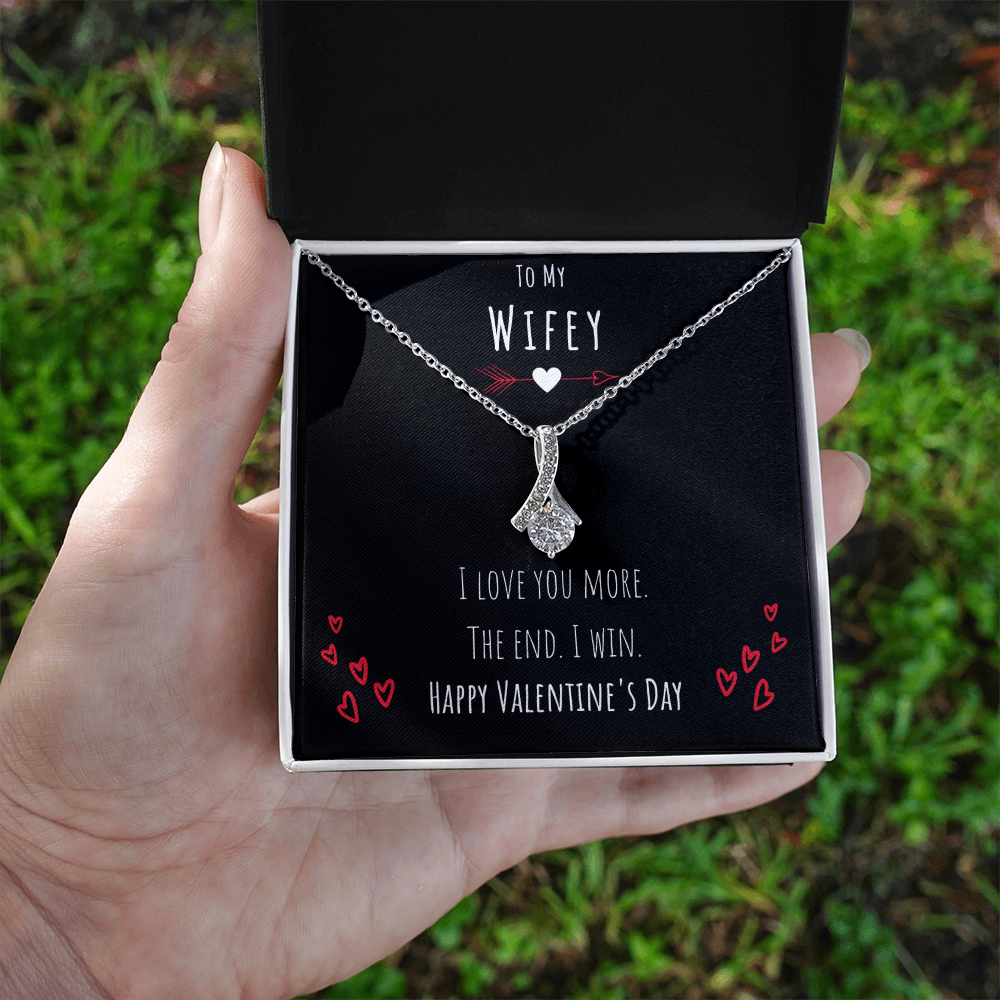 To My Wifey I Love You More Alluring Beauty Necklace Jewelry Message Card Valentines Day Gift For Her From Husband by Best Gifts 305