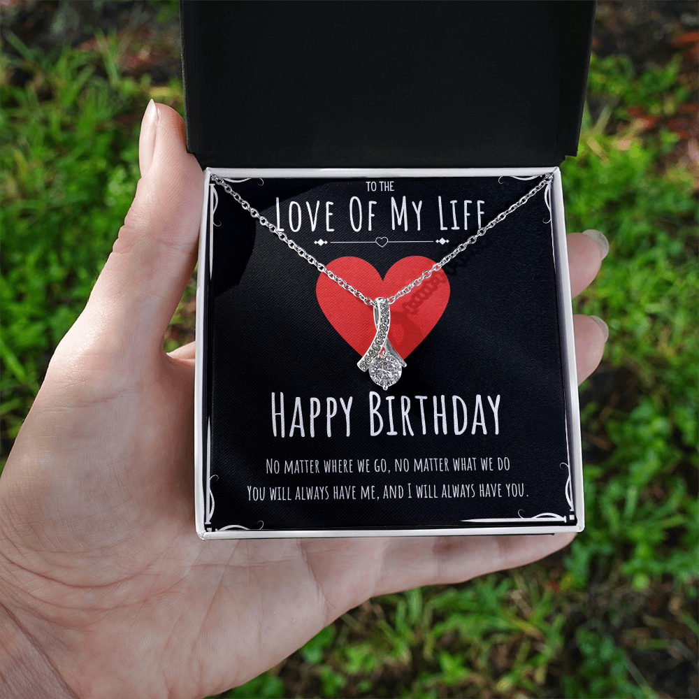 Happy Birthday Alluring Beauty Necklace Jewelry Message Card For The Love Of My Life, Cute Heart Romantic Necklace Bday Present From Husband, Heartfelt Appreciation Birthday Necklace Gift For Her by Best Gifts 305