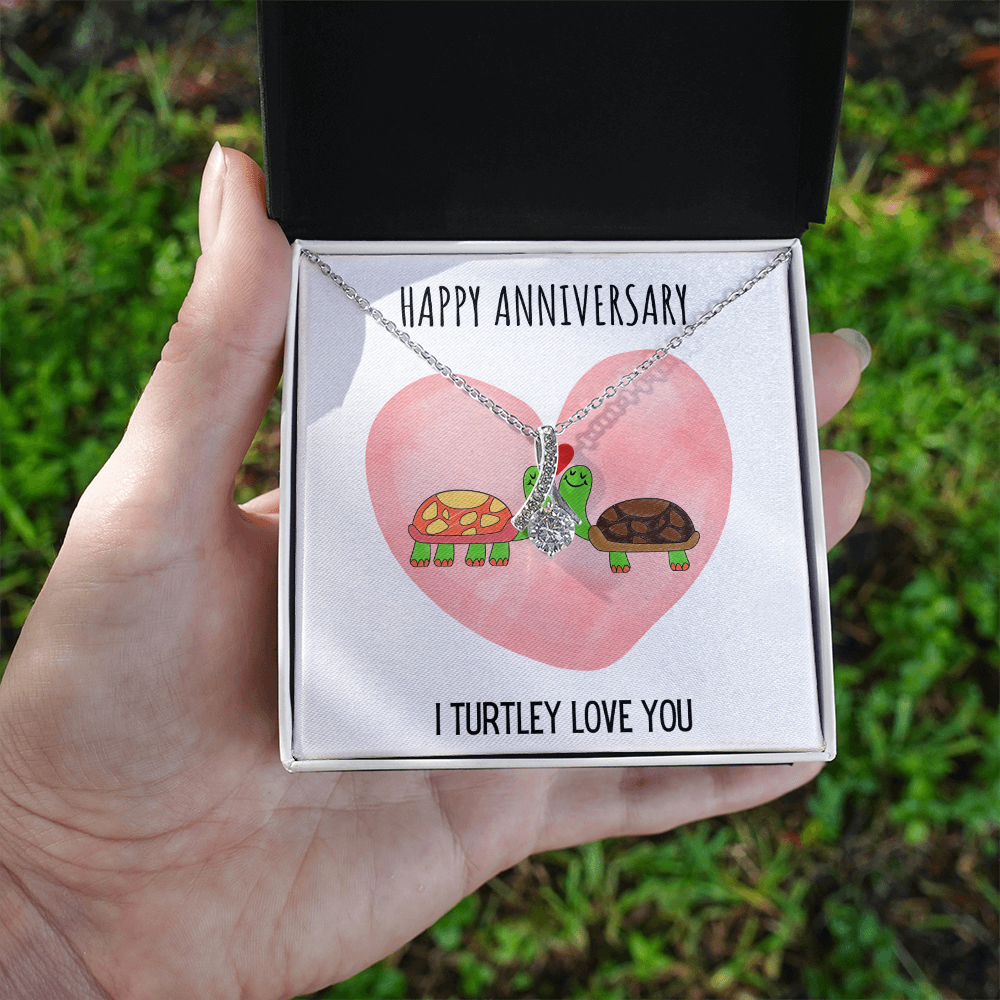 Funny Turtle Anniversary Alluring Beauty Necklace Jewelry Gift For Her, Funny Turtle Anniversary Present From Him, Turtley Love You Cute Anniversary Message Card Jewelry, Turtle Puns by Best Gifts 305
